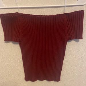 Maroon off the shoulder crop top